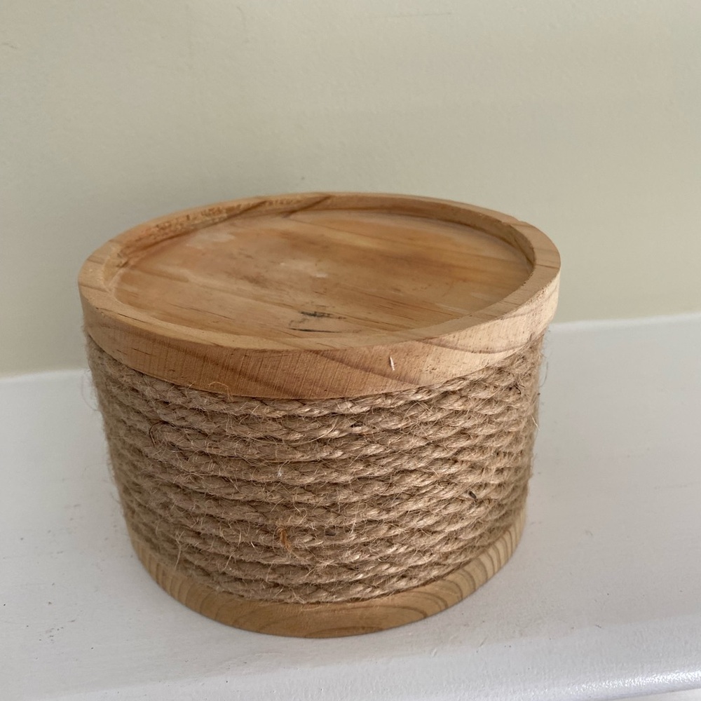 Bouclair Natural Jute Wrapped Wooden Candle Holder
